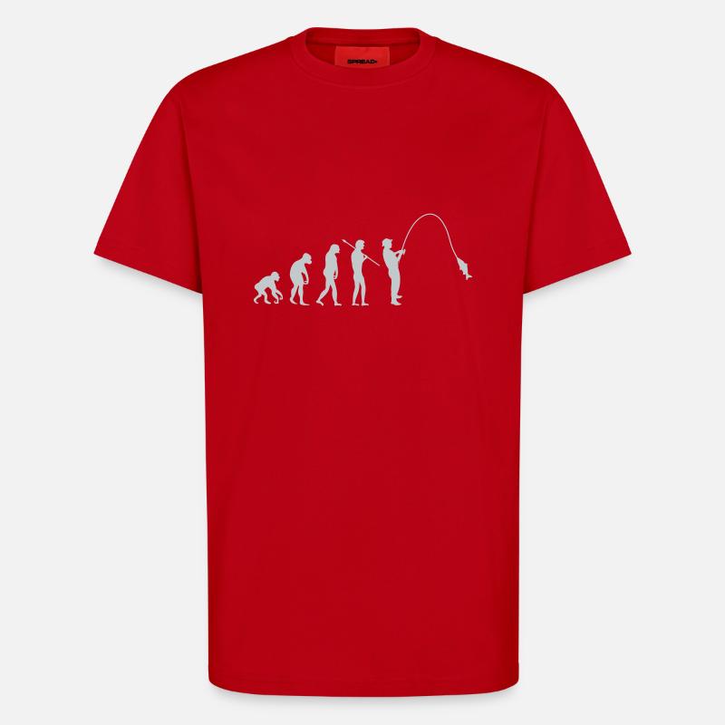 Évolution de la pêche - T-shirt bio décontracté fabriqué en UE - rouge