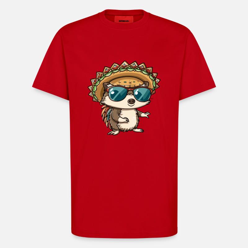 Igel Comic Lustig Sombrero - T-Shirt - made by SPREAD - Rot