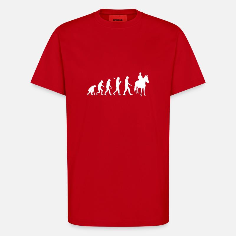 shirt Equitation · · · · cheval Evolution Cheval - T-shirt bio décontracté fabriqué en UE - rouge