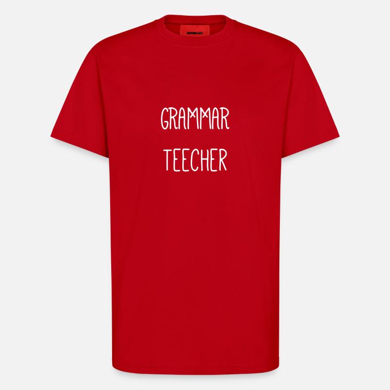 Professeur de grammaire autodérisoire - T-shirt bio décontracté fabriqué en UE - rouge