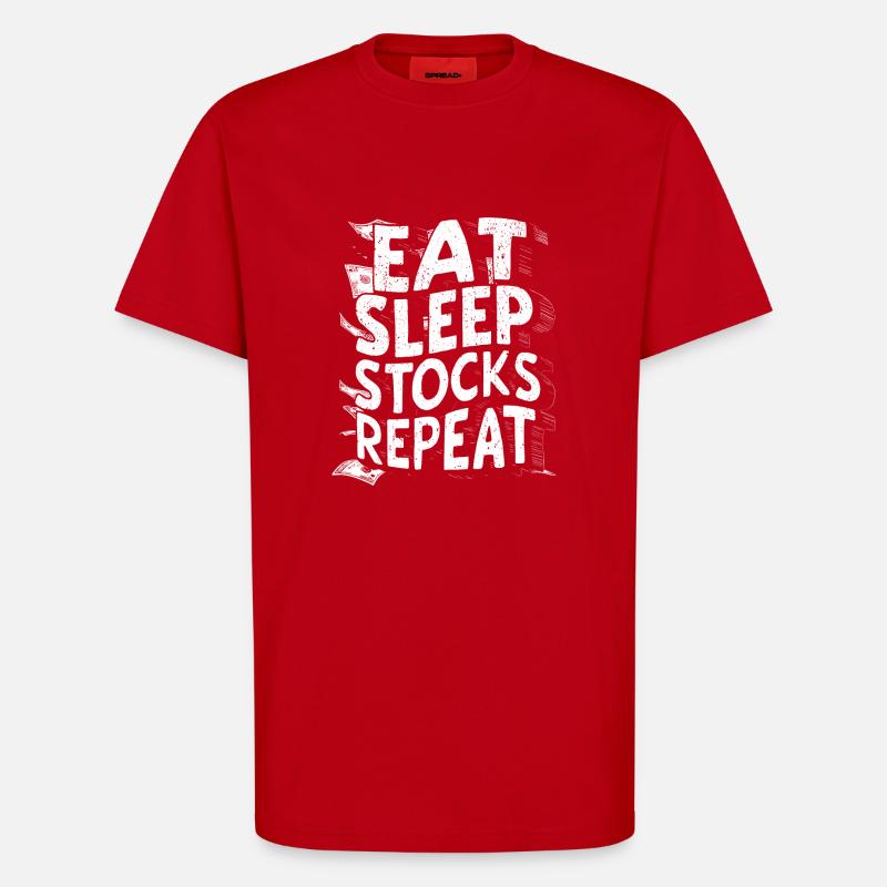 Manger, dormir, stocker, répéter - T-shirt bio décontracté fabriqué en UE - rouge