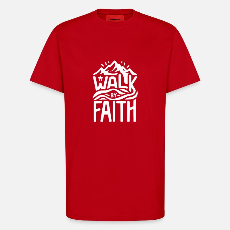 Marcher par la foi - T-shirt bio décontracté fabriqué en UE - rouge