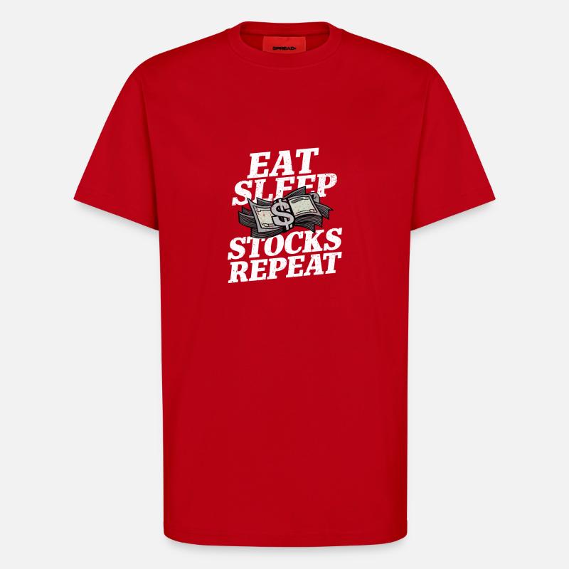 Manger, dormir, stocker, répéter - T-shirt bio décontracté fabriqué en UE - rouge