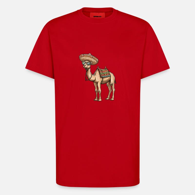 Kamel Comic Lustig Sombrero - T-Shirt - made by SPREAD - Rot