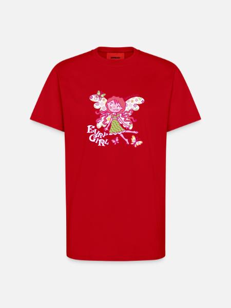 Fée Fille - T-shirt bio décontracté fabriqué en UE - rouge