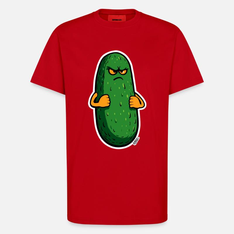 Grumpy Pickle Mascot - T-Shirt - made by SPREAD - red