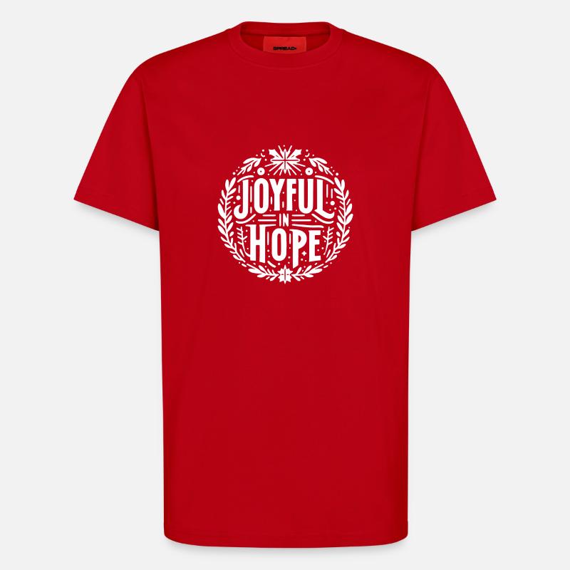 Joyeux dans l’espérance - T-shirt bio décontracté fabriqué en UE - rouge