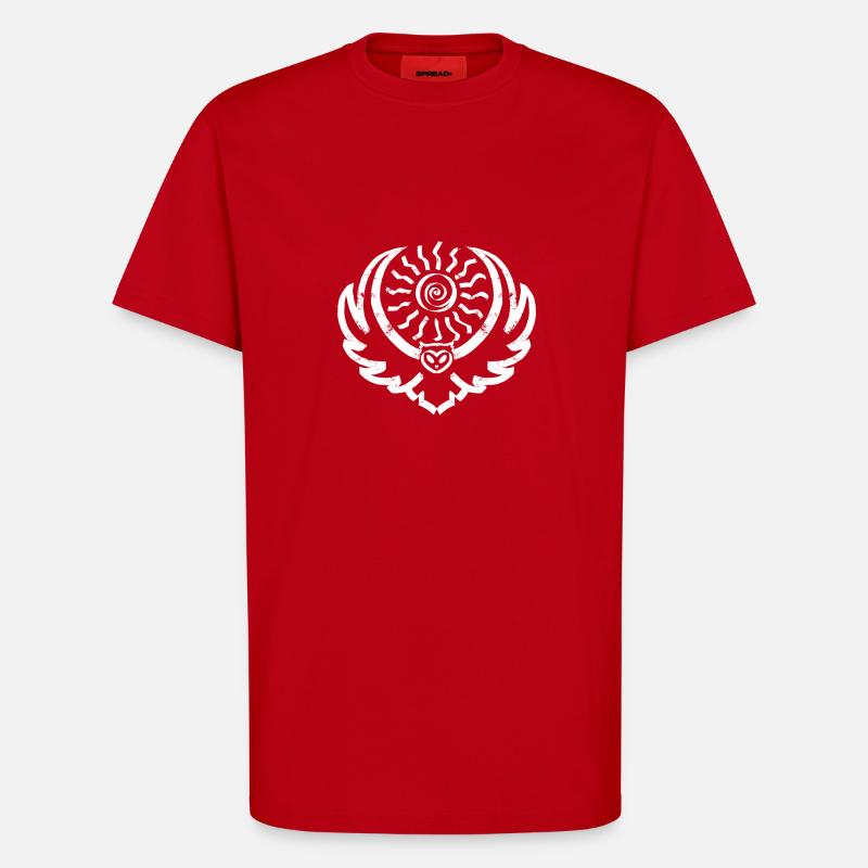 Weiße Eule und Sonne - T-Shirt - made by SPREAD - Rot