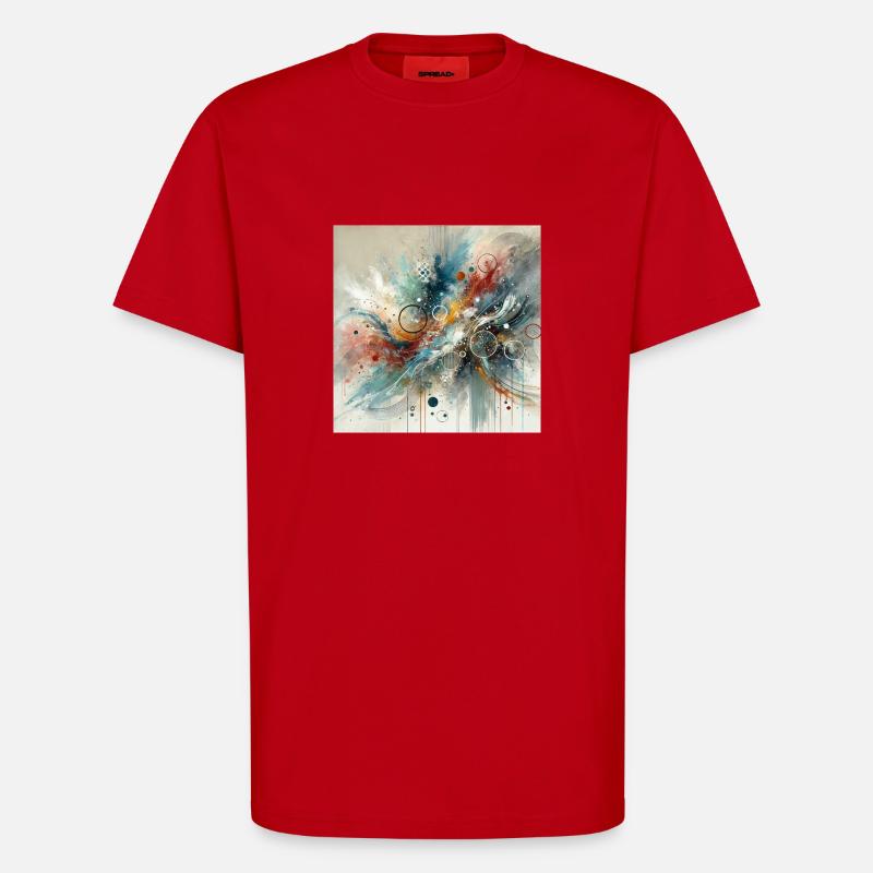 Dynamic Flow - Abstract Painting - T-Shirt - made by SPREAD - red