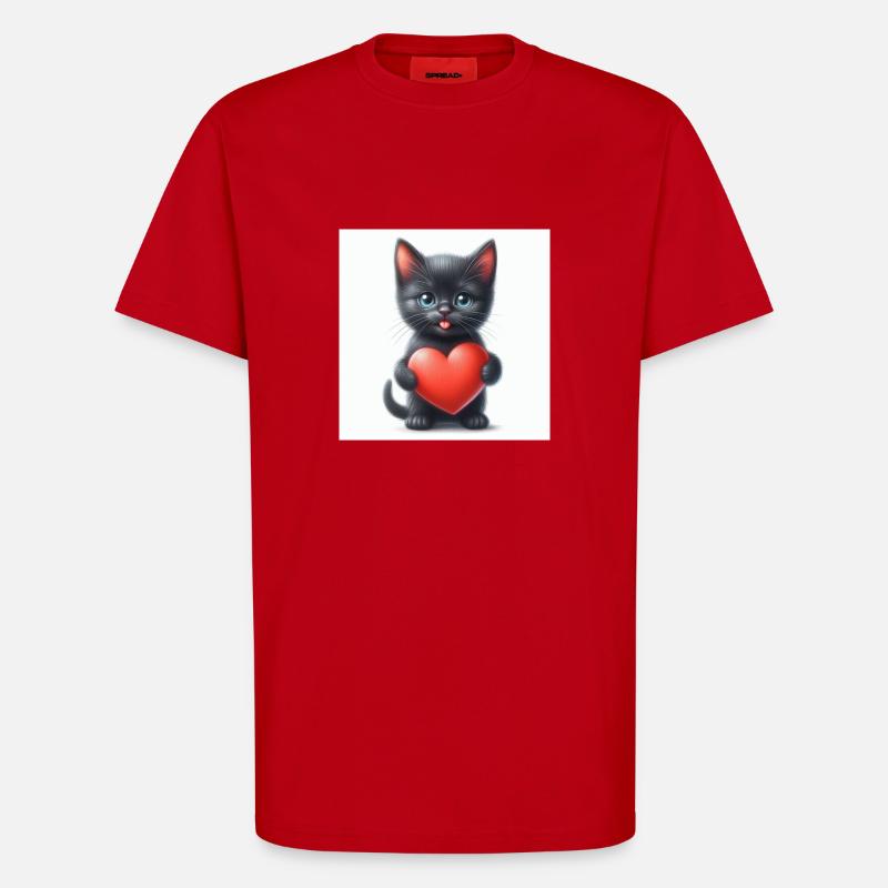 Chat cat - T-shirt bio décontracté fabriqué en UE - rouge