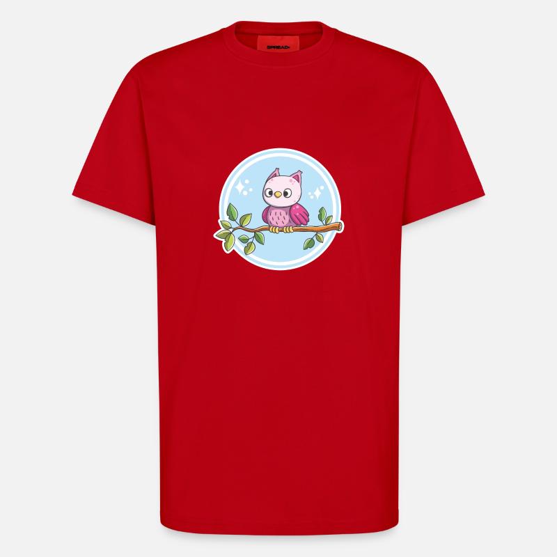 Niedliche Eule auf einem Ast - T-Shirt - made by SPREAD - Rot