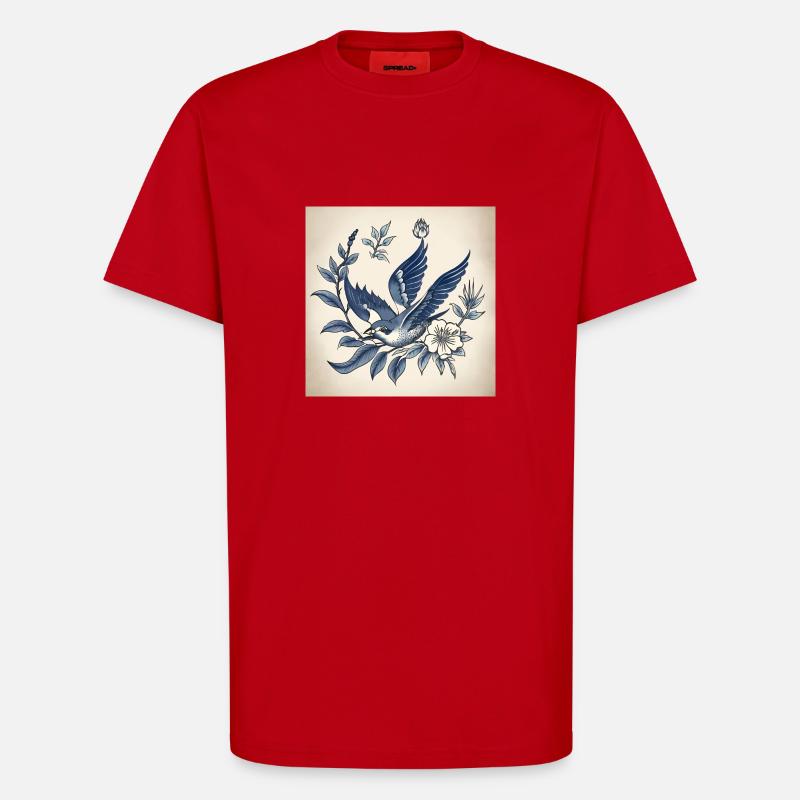 Tätowierung einer Schwalbe - T-Shirt - made by SPREAD - Rot