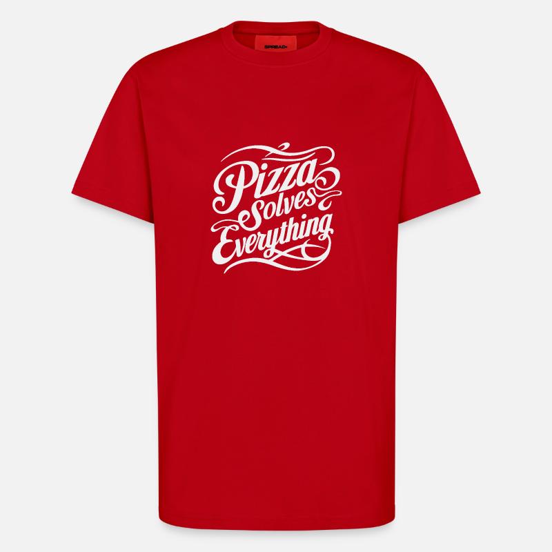 Pizza solves everything - T-Shirt - made by SPREAD - red