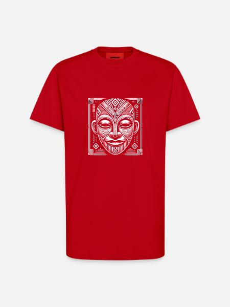 Masque - T-shirt bio décontracté fabriqué en UE - rouge
