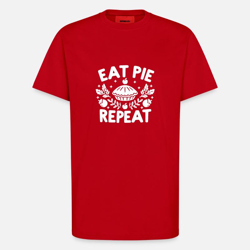 Eat Pie Répéter - T-shirt bio décontracté fabriqué en UE - rouge