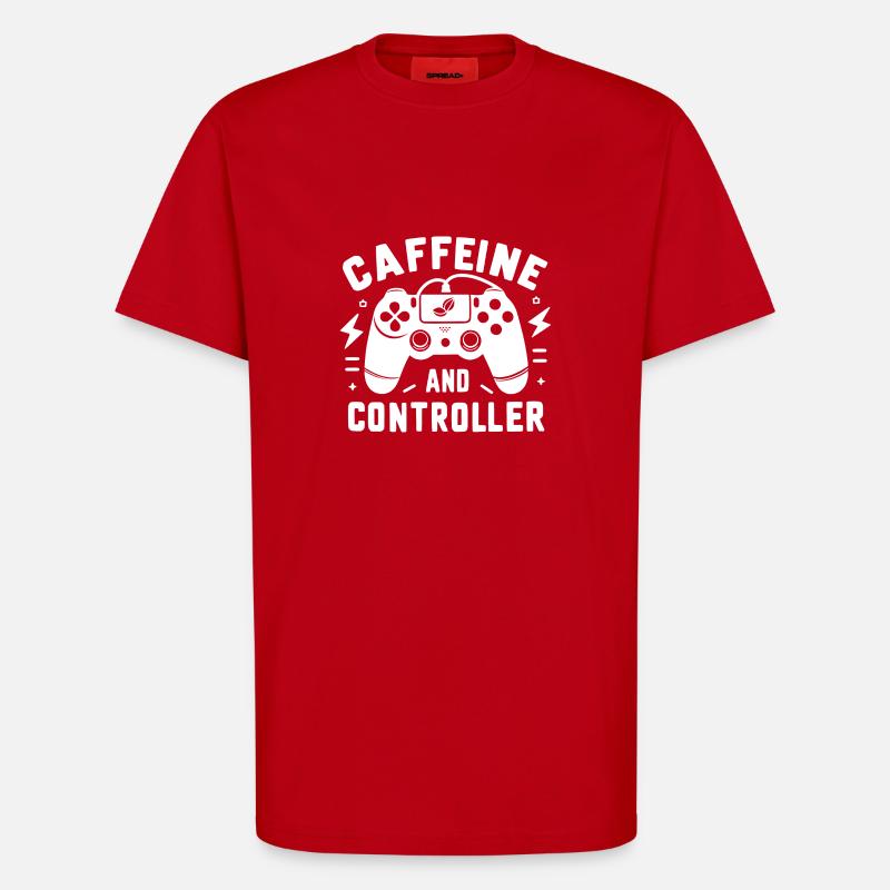 Koffein und Controller - T-Shirt - made by SPREAD - Rot