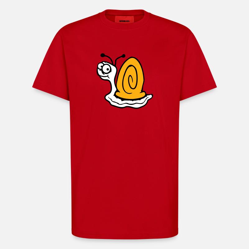 Snail anxious unsure looking back cute - T-Shirt - made by SPREAD - red