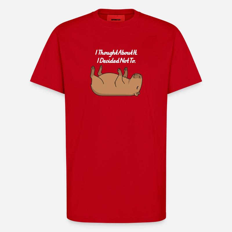 Capybara Lying Humor Procrastination Sloth - T-Shirt - made by SPREAD - red