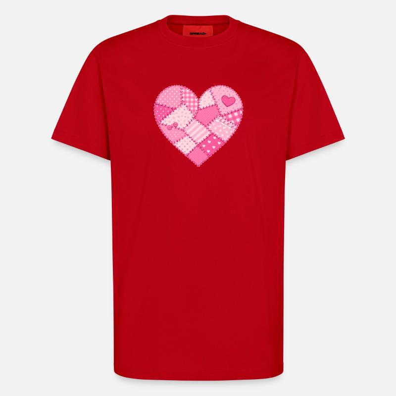 Patchwork-Herz in Rosa Quilt - T-Shirt - made by SPREAD - Rot