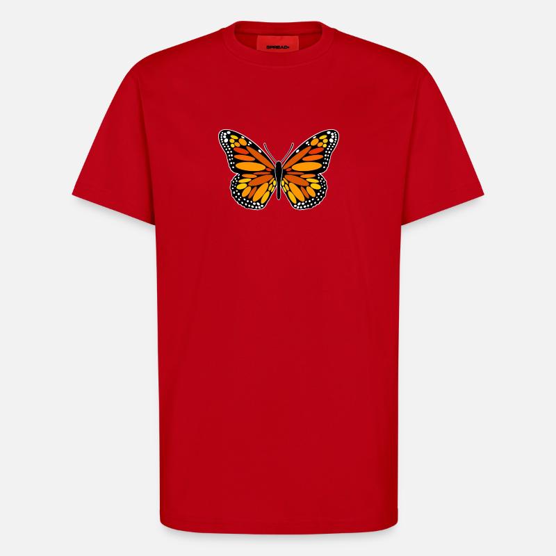 Papillon monarque - T-shirt bio décontracté fabriqué en UE - rouge