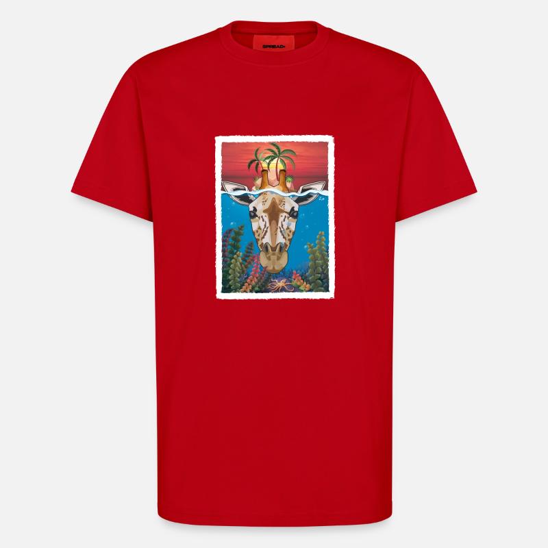 Giraffe unter Wasser 2 - T-Shirt - made by SPREAD - Rot