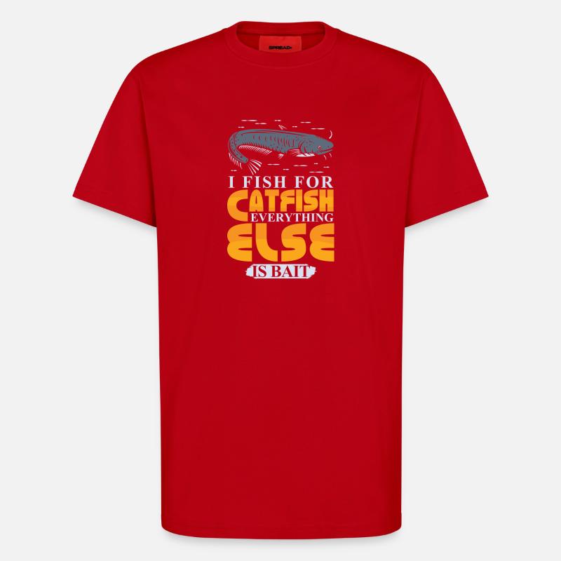Poisson-chat pêcheur poisson-chat pêchent le poisson-chat - T-shirt bio décontracté fabriqué en UE - rouge