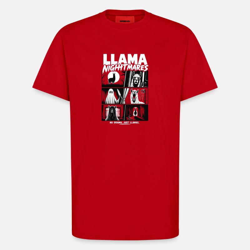 Llama Nightmares Horror Comic - T-Shirt - made by SPREAD - red