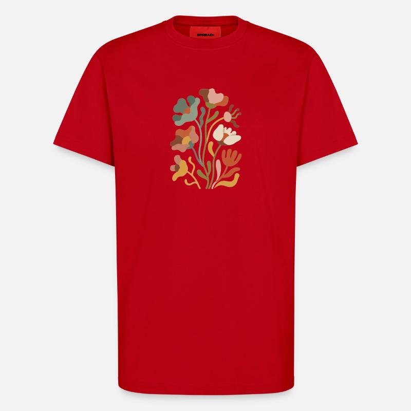 Boho Wildblumen – Blühende Harmonie - T-Shirt - made by SPREAD - Rot
