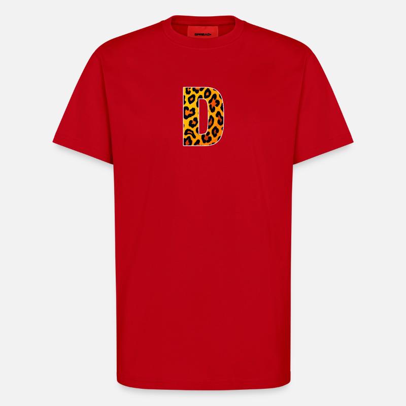 Leopard D Buchstabe Druck - T-Shirt - made by SPREAD - Rot