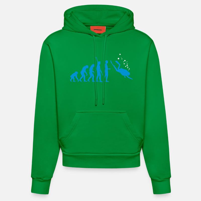 evolution_taucher_c_2c - Sweat à capuche bio ajusté fabriqué en UE - City Green