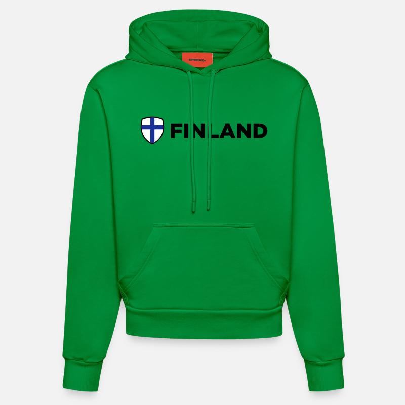 Drapeau national de la Finlande - Sweat à capuche bio ajusté fabriqué en UE - City Green