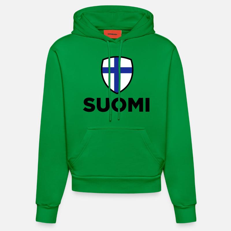 Drapeau national de la Finlande - Sweat à capuche bio ajusté fabriqué en UE - City Green