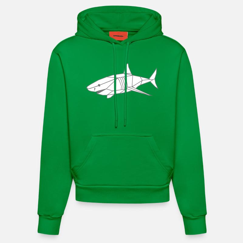 polygones requin - Sweat à capuche bio ajusté fabriqué en UE - City Green