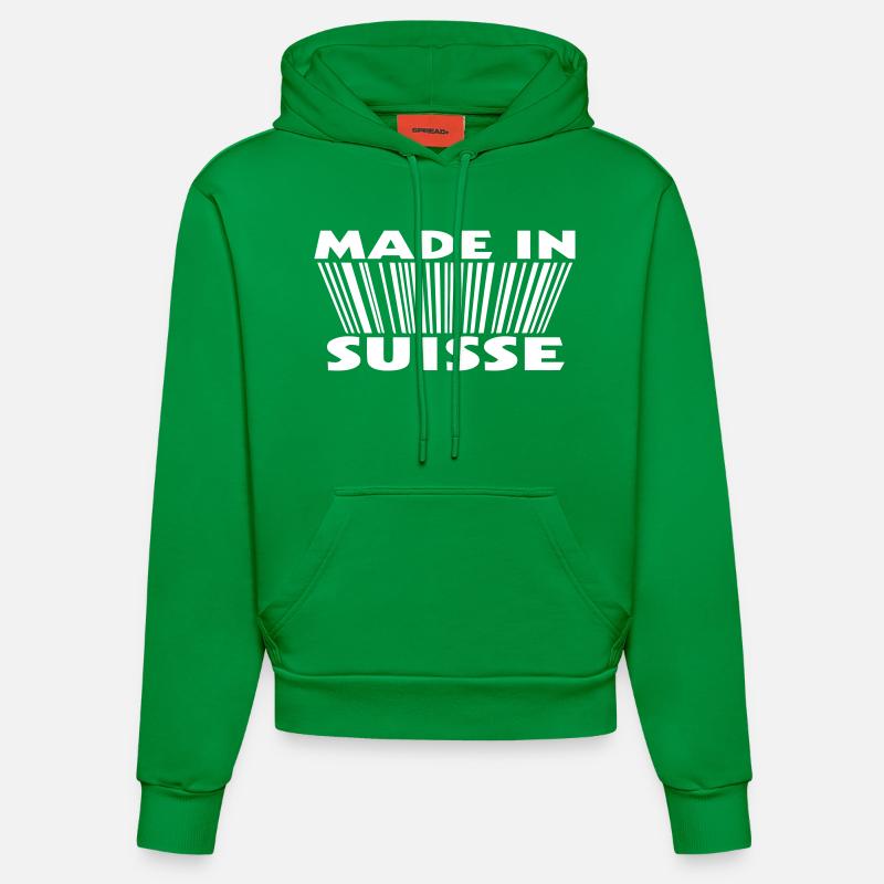 Made in suisse 3D code - Sweat à capuche bio ajusté fabriqué en UE - City Green