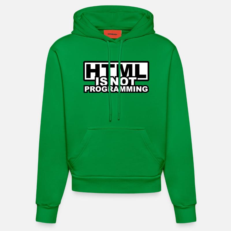 HTML is NOT Programming - Organic Fitted Hoodie Made in EU - City Green