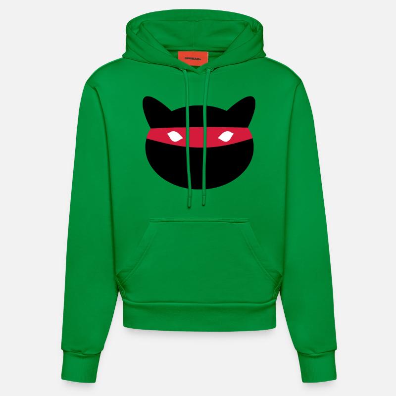 Chat Ninja - Sweat à capuche bio ajusté fabriqué en UE - City Green