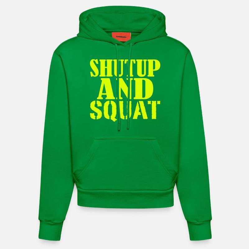 Shut up and SQUAT - Sweat à capuche bio ajusté fabriqué en UE - City Green