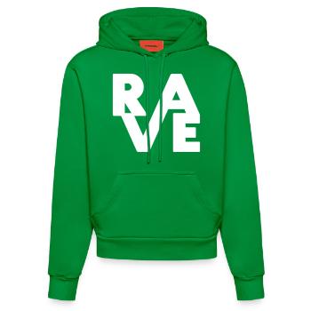Rave Clothing EDM Music für Raver und DJ - Organic Fitted Hoodie Made in EU - City Green - Vorne