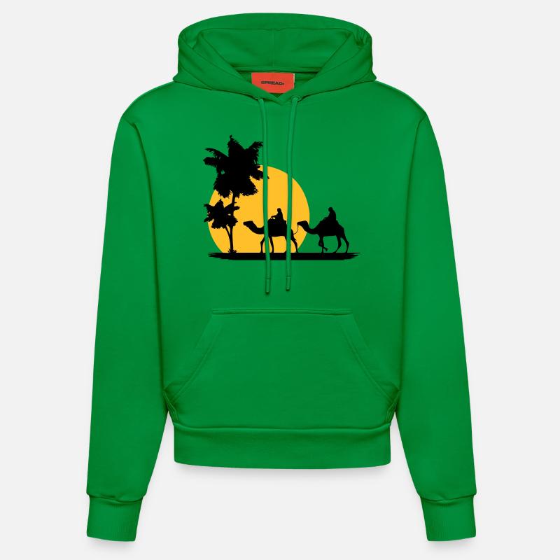 Camel - Kamel - Dromedar - Karawane - Organic Fitted Hoodie Made in EU - City Green