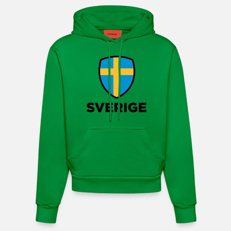 Drapeau national de la Suède - Sweat à capuche bio ajusté fabriqué en UE - City Green