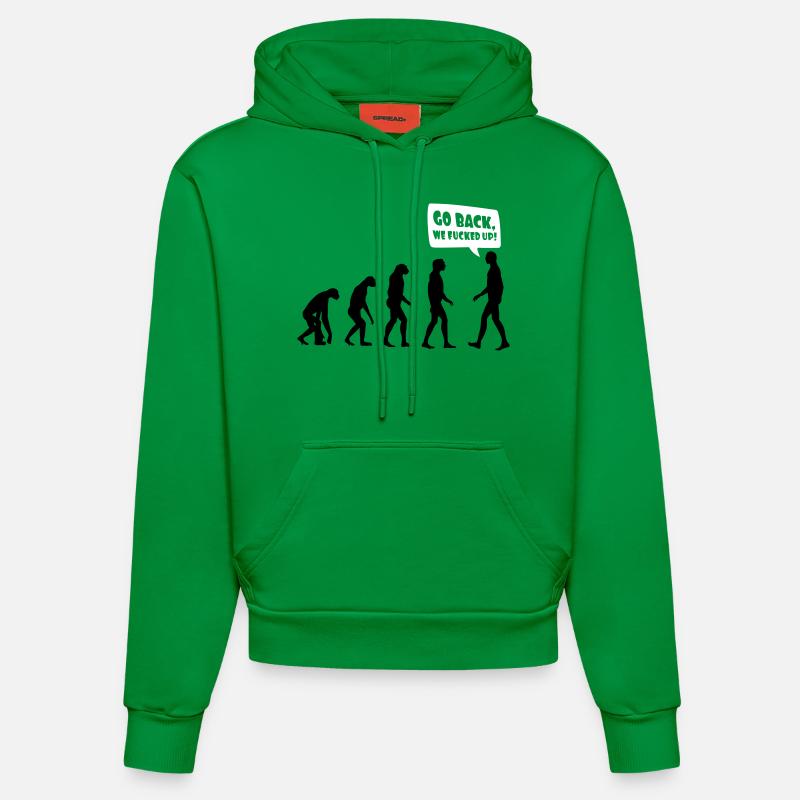 Evolution fucked up - Evolution verkackt - Organic Fitted Hoodie Made in EU - City Green