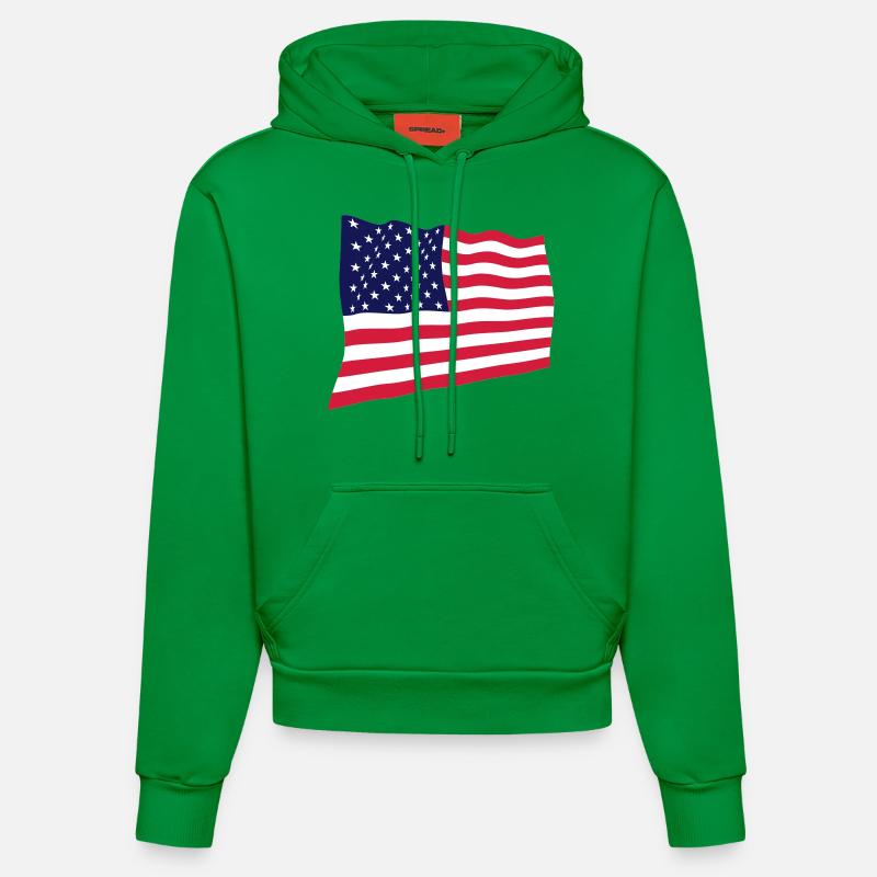 Etats-Unis - drapeau - Sweat à capuche bio ajusté fabriqué en UE - City Green