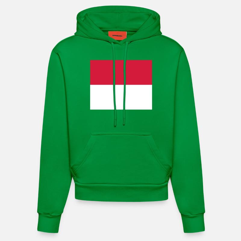 Monaco flag / Drapeau Monaco - Sweat à capuche bio ajusté fabriqué en UE - City Green