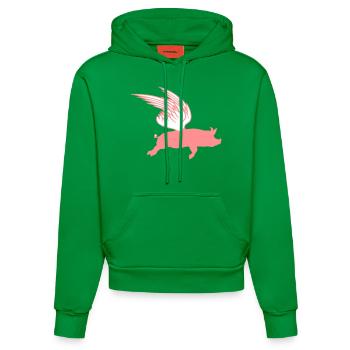 Wenn Fliegende Flügel Flug Schweine Fliegen können - Organic Fitted Hoodie Made in EU - City Green - Vorne