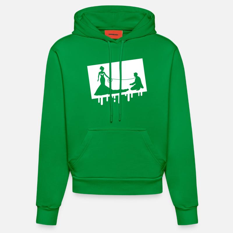 Mariage des mariés Lin - Sweat à capuche bio ajusté fabriqué en UE - City Green