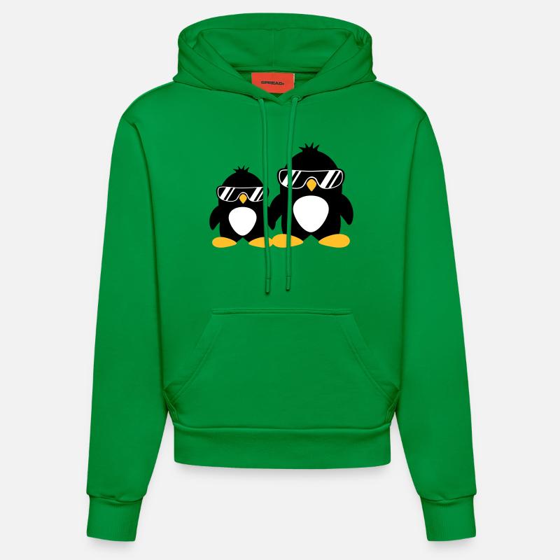 Cool Penguin Dad And Boy - Sweat à capuche bio ajusté fabriqué en UE - City Green