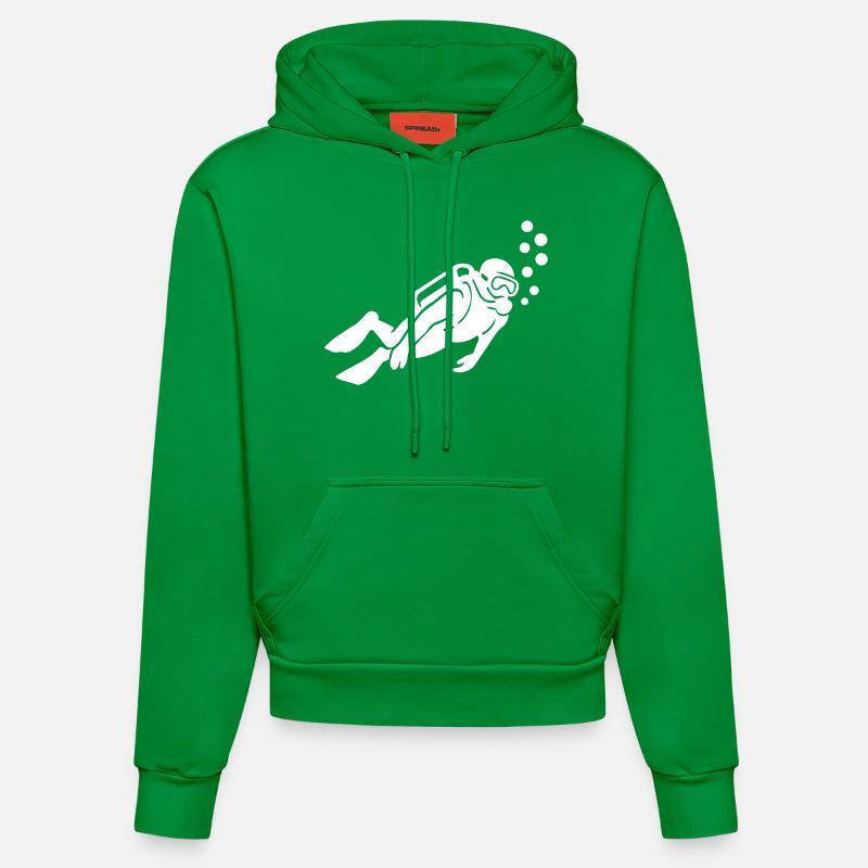 Silhouette de plongeur Plongée - Sweat à capuche bio ajusté fabriqué en UE - City Green