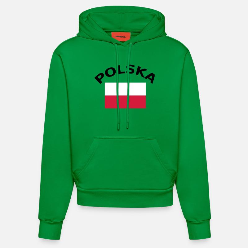 Pologne, Polska, drapeau, drapeau - Sweat à capuche bio ajusté fabriqué en UE - City Green