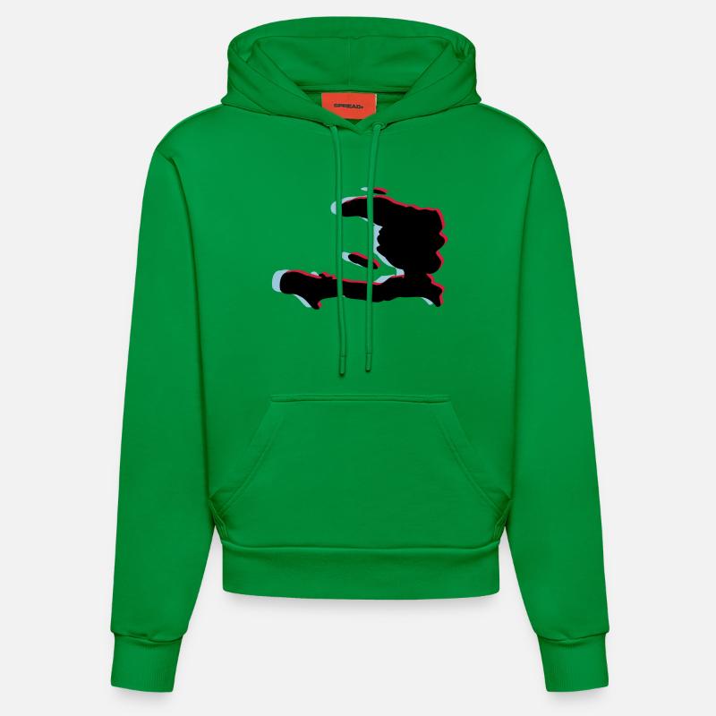 3d anaglyph HAITI green - Sweat à capuche bio ajusté fabriqué en UE - City Green