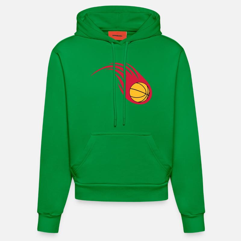boule de feu de basket-ball - Sweat à capuche bio ajusté fabriqué en UE - City Green